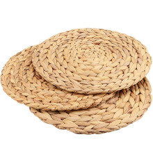 2X Round Woven Placemats, Water Hyacinth Woven Rattan Placemats Round Braided Rattan Tablemats Non-Slip Insulation Pads