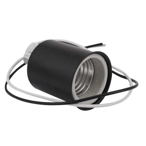 4X E27 Ceramic Screw Base Round LED Light Bulb Lamp Socket Holder Adapter Metal Lamp Holder with Wire Black 2