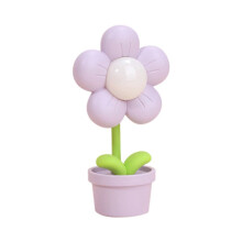 Luz Noturna de Flor de Desenho Animado Operada Por Bateria, Lâmpada de Cabeceira Ajustável Linda Flor Luz Decoração de Quarto Infantil Roxo