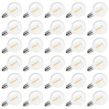 G40 Led-Vervangingslampen, E12 Schroefbasis Onbreekbare Bollampen voor Lichtslingers voor Buiten, Warm Wit, 30 Stuks