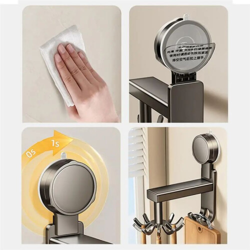 Kitchen Wall Organizer Multi-Purpose Non-Punch Rotary Hook Space Saving Hanger Utensils Organizer Kitchen Tool Holder 1