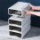 Stackable Plastic Organizer Box for Desktop, Makeup, Jewelry, Office Storage - Large Dustproof Container with Drawers 4