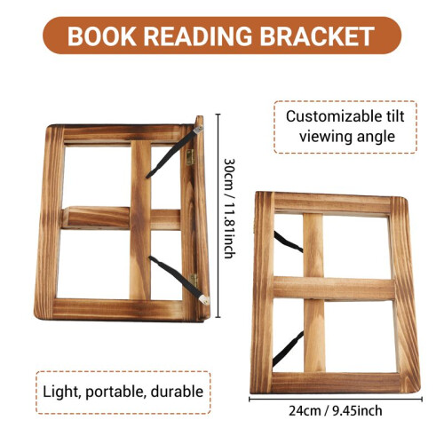 Foldable Recipe Book Stand,Wooden Frame Reading Bookshelf,Tablet Pc Support Stand 2