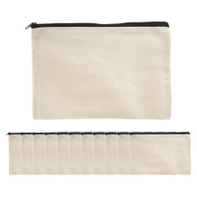 12 Pack Canvas Zipper Bags, Blank DIY Pouches for Travel Cosmetic Makeup Bags, Pencil Case, Party Gift Bags, Coin Cash Purse