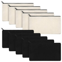 10 Pièces Séries Toile Maquillage Sacs Toile Zipper Poche Sacs Étui à Crayons Blanc Diy Artisanat Sacs Poche pour  Diy Artisanat École