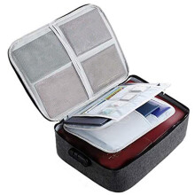 Important File Pocket Holder,Document Organizer Box,Oxford Waterproof Document Storage Bag with Safe Code Lock (Black)