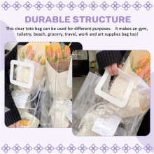 Transparent Tote Bag Pvc Plastic Hand Carry Jelly Bag with Hand Gift Bag Bouquet Packaging Tote Bag(Small)
