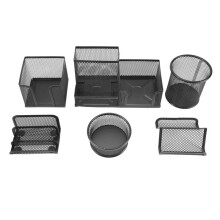 6 StüCk / Set Metall Schreibtisch Organisation Stift Halter Organizer BüRo Stift Halter Multifunktion Speicher Schwarz Metall Gitter