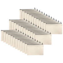 36Pcs Canvas Zipper Bag Pencil Case Cosmetic Bag Blank Bag DIY Bag Cosmetic Bag Cosmetic Bag DIY School