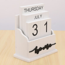 Calendario de Bloque de Escritorio de Concha de Madera Calendario de Escritorio de Madera Permanente Semana Mes Fecha Pantalla DecoracióN de Oficina