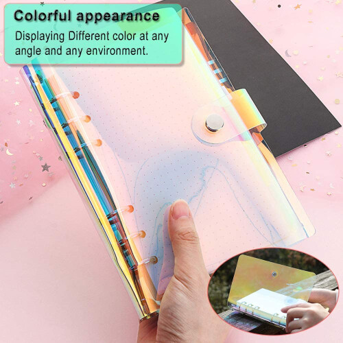 2 PCS A5 Rainbow Soft PVC Notebook Binder Clear Soft PVC Notebook Cover, Loose Leaf Personal Planner Binder 2
