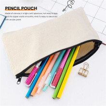 Bolsa de Maquiagem com 12 Pacotes de Lona em Branco, Bolsas de CosméTicos um Granel com ZíPer Multicolor, Bolsa Estojo de LáPis com ZíPer de Lona,