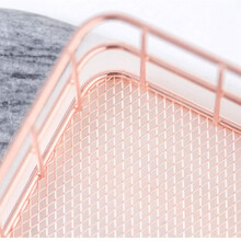 Desktop Metal Storage Basket Storage Box Iron Grid Storage Tray Net Basket Storage Bins Storage Basket Rose Gold Fruit