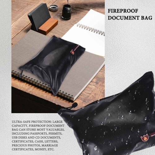 Fireproof Document Bag,Waterproof and Fireproof Document Bags,Fireproof Money Bag for A4 Document Holder