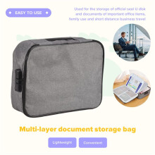 Important File Pocket Holder,Document Organizer Box,Oxford Waterproof Document Storage Bag with Safe Code Lock (Gray)