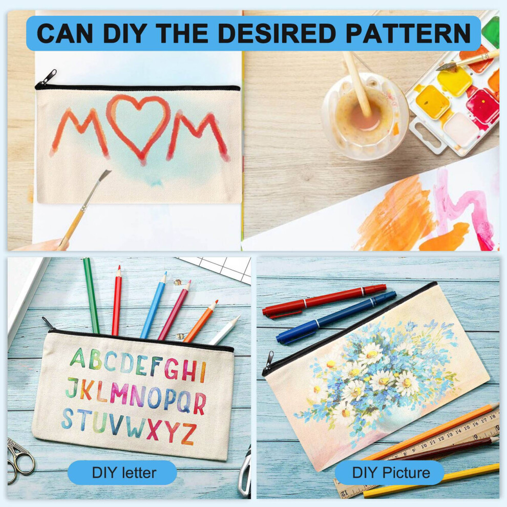 40Pcs Canvas Zipper Bag Pencil Case Cosmetic Bag Blank Bag DIY  Bag Cosmetic Bag Cosmetic Bag DIY  School