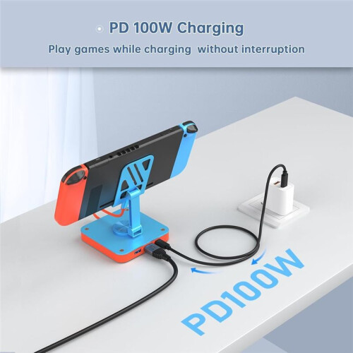 3 in 1 Adjustable Stand USB-C Hub USB 2.0 PD 100W Charging  Folding Rotating Docking Station for  OLED 1