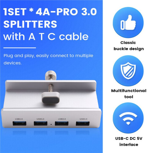 HUB USB3.0 Splitter Adapter Universal External Multi-Clip Dock for Windows/ OS Accessories 1