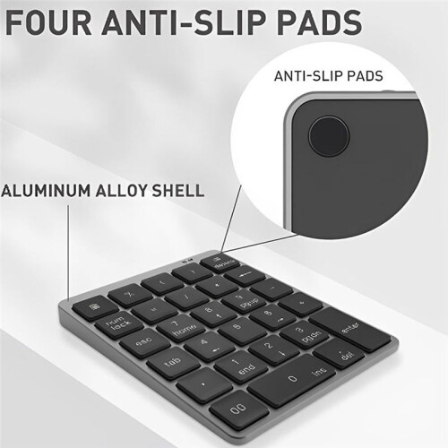 Wireless  Numeric Keypad with USB HUB Dual Modes Rechargeable Numpad for Tablet Laptop