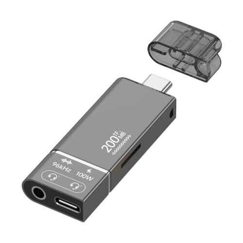 PD100W Fast Charging High-Speed TF Memory Card  Card Reader 200mb Headphone 3.5mm Type-C 3.1 Adapter