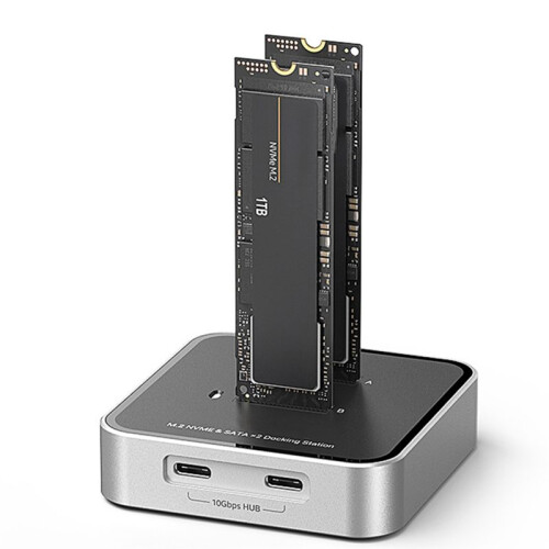 Dual Disk M.2 Dual Protocol, Hard Disk , Solid State Drive Box TYPE-C HUB Expansion 10Gbps EU Plug 2