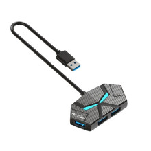 4-Poorts USB 3.0 HUB USB-Dockingstation USB-Splitteradapter 5 Gbps Hogesnelheidstransmissie PD-Voeding Zwart