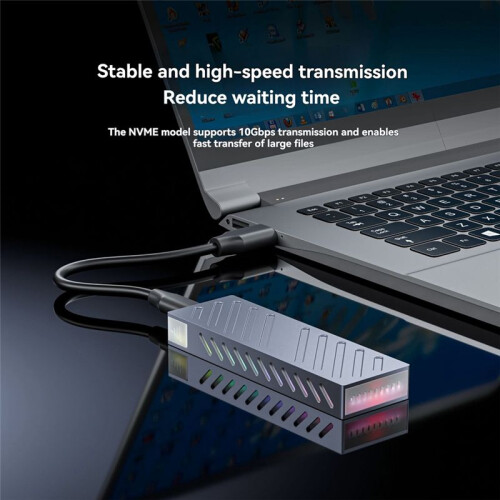 M2 SSD Case NVMe/ Dual Protocol SSD Enclosure Adapter 10Gbps USB 3.2 Gen2 USB C External Enclosure Tool-Free A 2