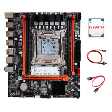 X99H Moderkort+E5 2666 V3 CPU+-Kabel+-Kabelsats LGA2011-V3 DDR3X4 RAM-Kortplats M.2 NVME PCI-E 3.0 X16 SATA3.0