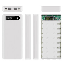18650 Battery Power Bank Case LCD Display Support 20000MAh LCD Display pour 8X18650 Battery DIY Powerbank Case(Blanc)