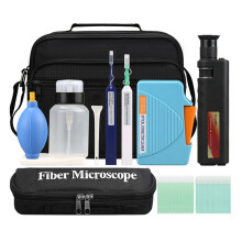 12-Teiliges Glasfaser-Reinigungsset Glasfaser-Reinigungswerkzeug mit Reinigungskassette Lupe für ST LC-AnschlüSse