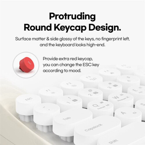 Wireless Keyboard Office Typewriter Mechanical Feel Tablet Universal Retro Round Keycap Notebook Keyboard,A