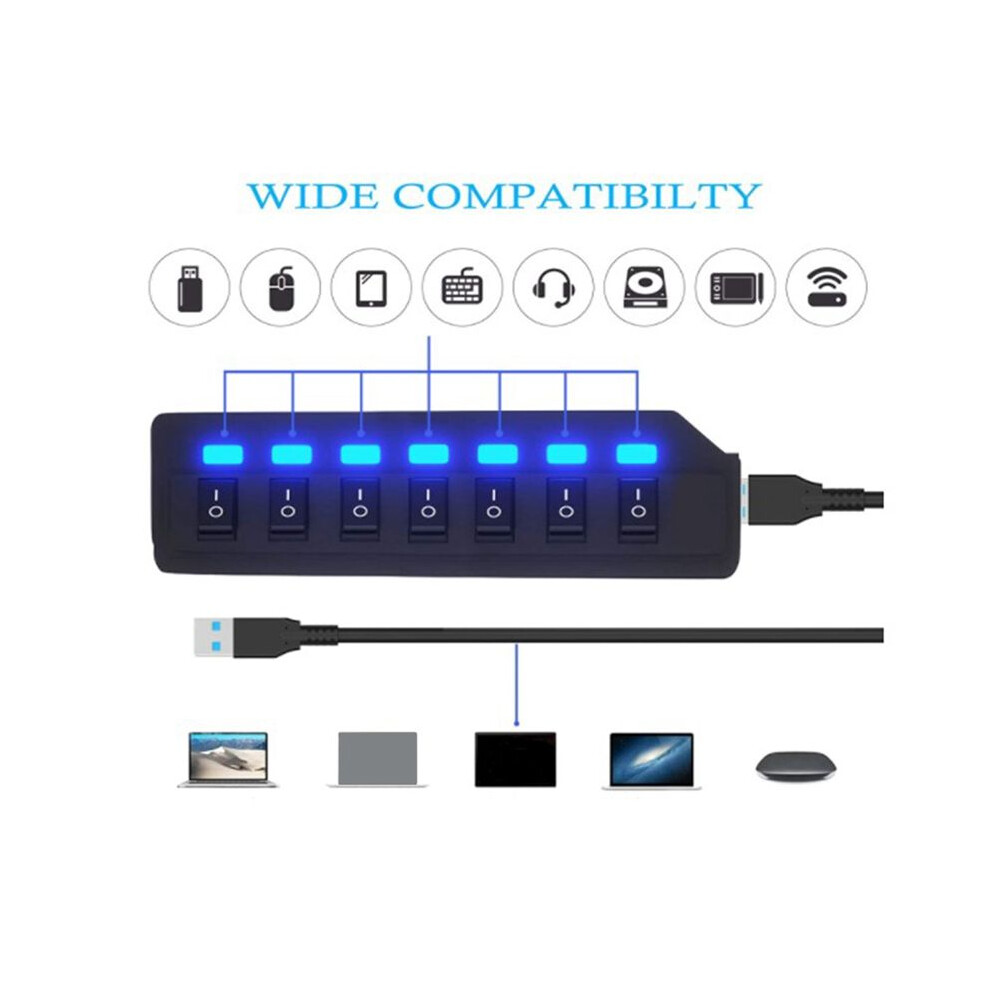Usb Hub 2.0 Usb Splitter Multi Hub Adapter Usb Several Power Adapter With Accessories For Pc Laptop, Black 4711827244947