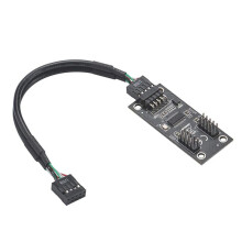 Hub USB Divisor USB USB2.0 de 9 Pines A Adaptador de Concentrador Doble de 9 Pines Placa Base Vertical Conector USB de 9 Pines Cable de ExtensióN 1 A