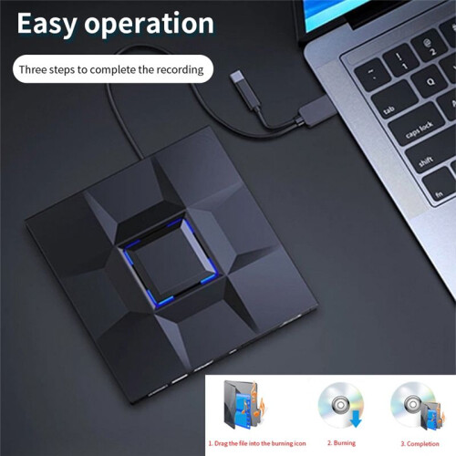 External CD and DVD Player Game Burner DVD External USB 3.0 Type C CD Writer Reader for PC Laptop Desktop