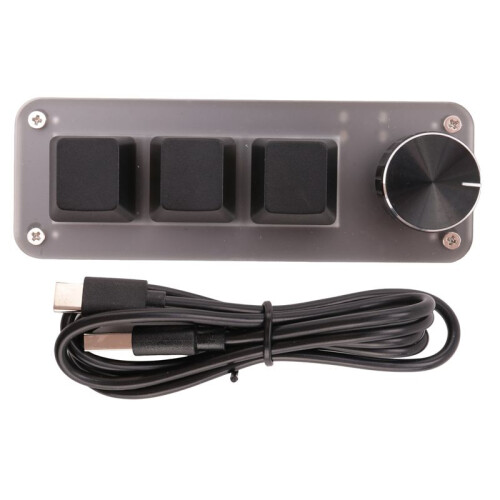 Three Key USB Wired  Keyboard Knob Mechanical Keyboard Fast Office Volume Control Keyboard for Laptop Computer Black