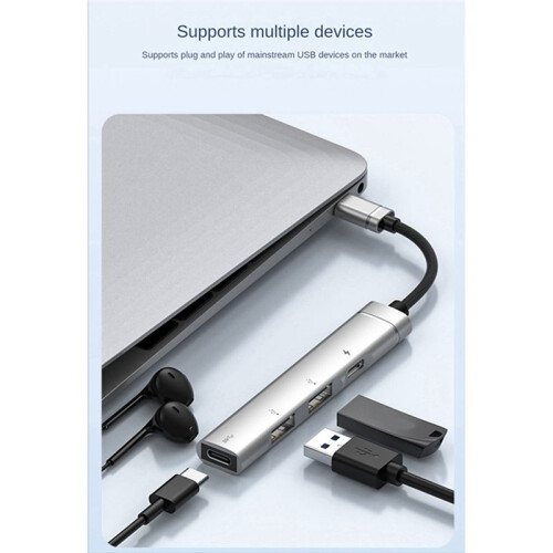 Per Android Mobile Phone Computer Tablet Portable PD Charging Hub Type-C USB C Expansion Dock,Argento 1