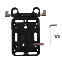 VR V-Montage Batterijadapterplaattoevoersplitter met 15 mm Staafklem met Automatische Vergrendelingsbescherming voor DSLR-Camera