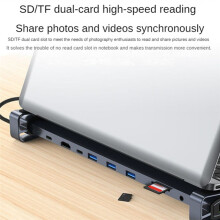USB C HUB Type C To -Compatible 3.5Mm Audio Jack USB 3.0 Adapter 10 In 1 Type C HUB Dock USB C Splitter Laptop Stand
