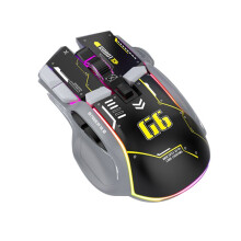 G6 Wireless Gaming Mouse 3 Modes 4000 DPI 11 RGB Backlit Rechargeable Silent Computer Gaming Mice -Black