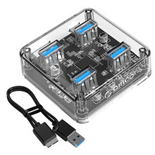 ORICO One-To-Four Splitter Transparent USB3.0 Hub Laptop Expansion Converter with 1M Data Cable