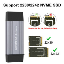 NVME SSD Case Adattatore M2 Enclosure Esterna NVME Chiave PCIE NVME M/M+B un USB 3.1 10Gbps Supporta 2230 2242 M.2 SSD Box