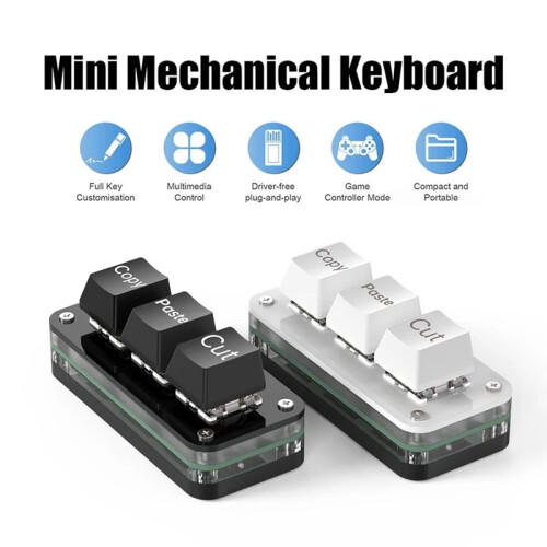 3 Keys Macro Programming  Keyboard for Photoshop Gaming Hotswap Programming Keypad Copy Paste Macropad Black Type B