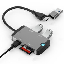 USB C Hub Multifunctional Docking Station Plug and Type C Docking Station USB3.0 Hub TF/ Card Reader Silver