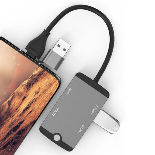 USB C Hub Multifunctional Docking Station Plug and  Type C Docking Station USB3.0 Hub TF/ Card Reader Silver 2