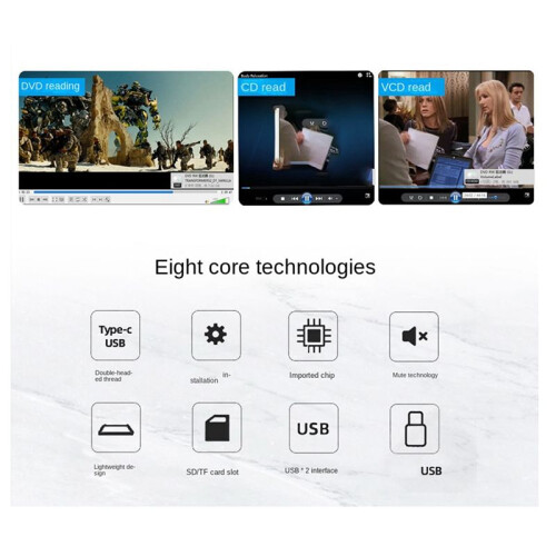 External Mobile Optical Drive for Desktop and Notebook Universal USB/Type-C//TF Card Reading and Burning 1