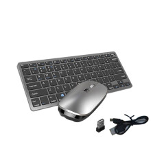 Kabelloses Tastatur- und Maus-Set, Wiederaufladbar, 2,4 G -Kombinationstasten für IOS/Android/Windows-Tastatur, Grau
