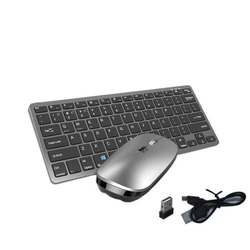 Wireless Keyboard and Mouse Kit Rechargeable 2.4G  Combination Keys for IOS/Android/Windows Keyboard Gray