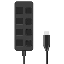 4-Port Button USB3.0 HUB USB Splitter1 to 4 Hub Type-C Extender for Laptop Computer Accessoriess,A