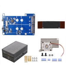MPS2280D+Case+Pi5 Cooling Fan for Raspberry Pi 5 PCIE to M.2 Dual NVME SSD HAT Support 2280/2242/2230 SSD