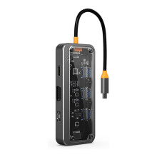 10 in 1 USB C Laptop Docking Station 100W Multiport Transparent USB C Hub  Dock for ,  Air/Pro